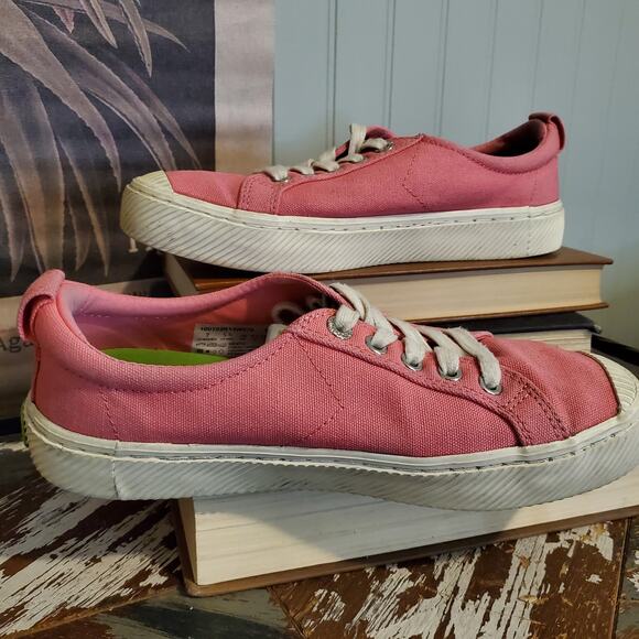 Cariuma OCA Low Pink Lemonade Canvas Sneaker Vegan Sustainable US W7 - Picture 11 of 11